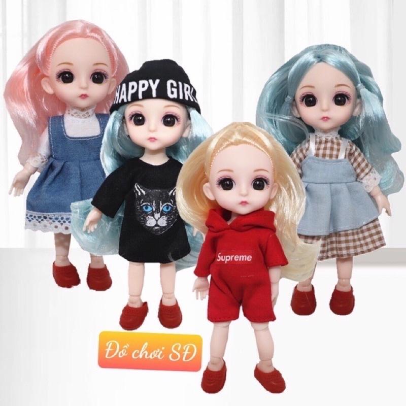 búp bê 16 cm - combo 4 búp bê và 8áo ngẫu nhiên