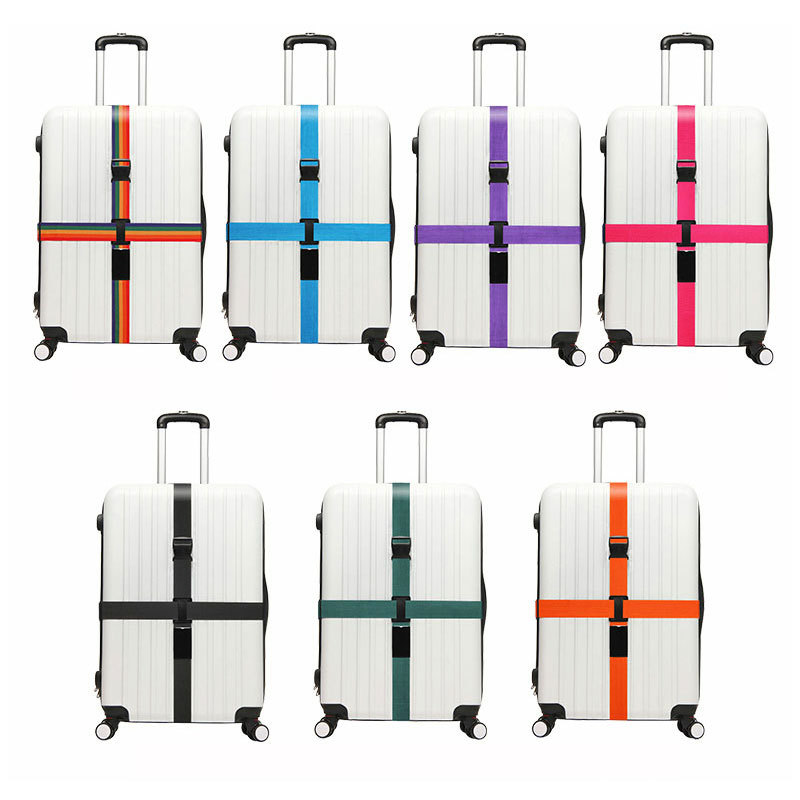 Dây đai cố định và bảo vệ vali an toàn mẫu đôi 2m, màu ngẫu nhiên+ Tặng kèm thẻ đeo hành lý ngẫu nhiên