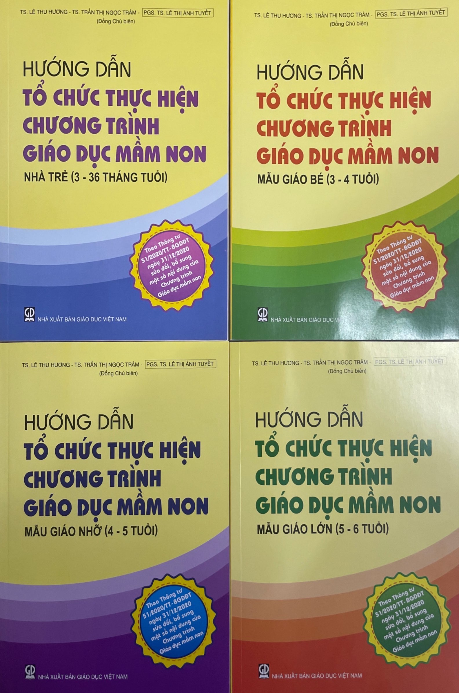 Combo 4 cuốn Hướng dẫn tổ chức thực hiện chương trình giáo dục mầm non 3-36 tháng + 3-4t + 4-5t + 5-6t