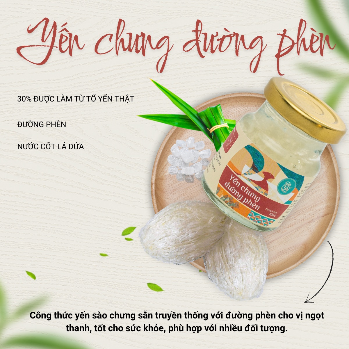 Yến Thị- Chưng Đường Phèn-Chưng Sẵn -30% YẾN-70ml