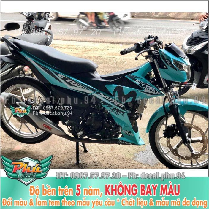 Tem rời Satria Movistar XAnh trắng đen -1