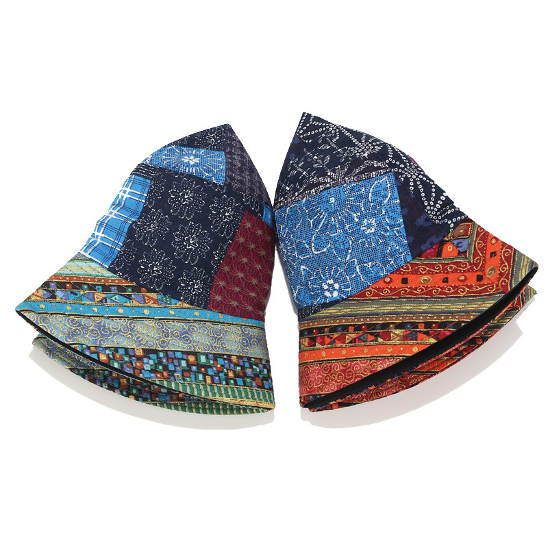 Mũ Bucket Vành Ngắn Họa Tiết Thổ Cẩm Nhiều Màu Phong Cách Bohemian - Mã NV012
