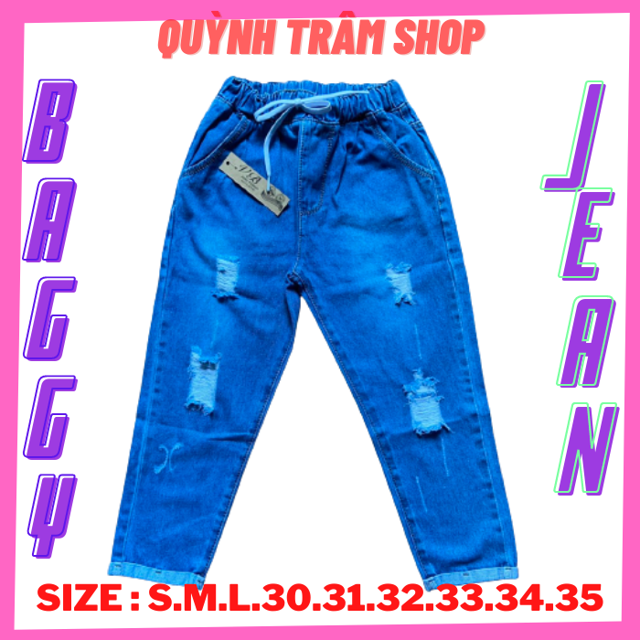 Quần Baggy Jean Nữ Rách M40 Có Bigsize - Quỳnh Trâm Shop