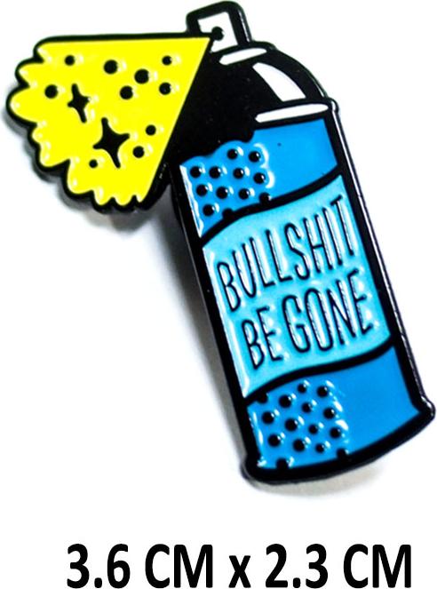 Bình Xịt Bull Shit Be Gone - Pin sticker ghim cài áo