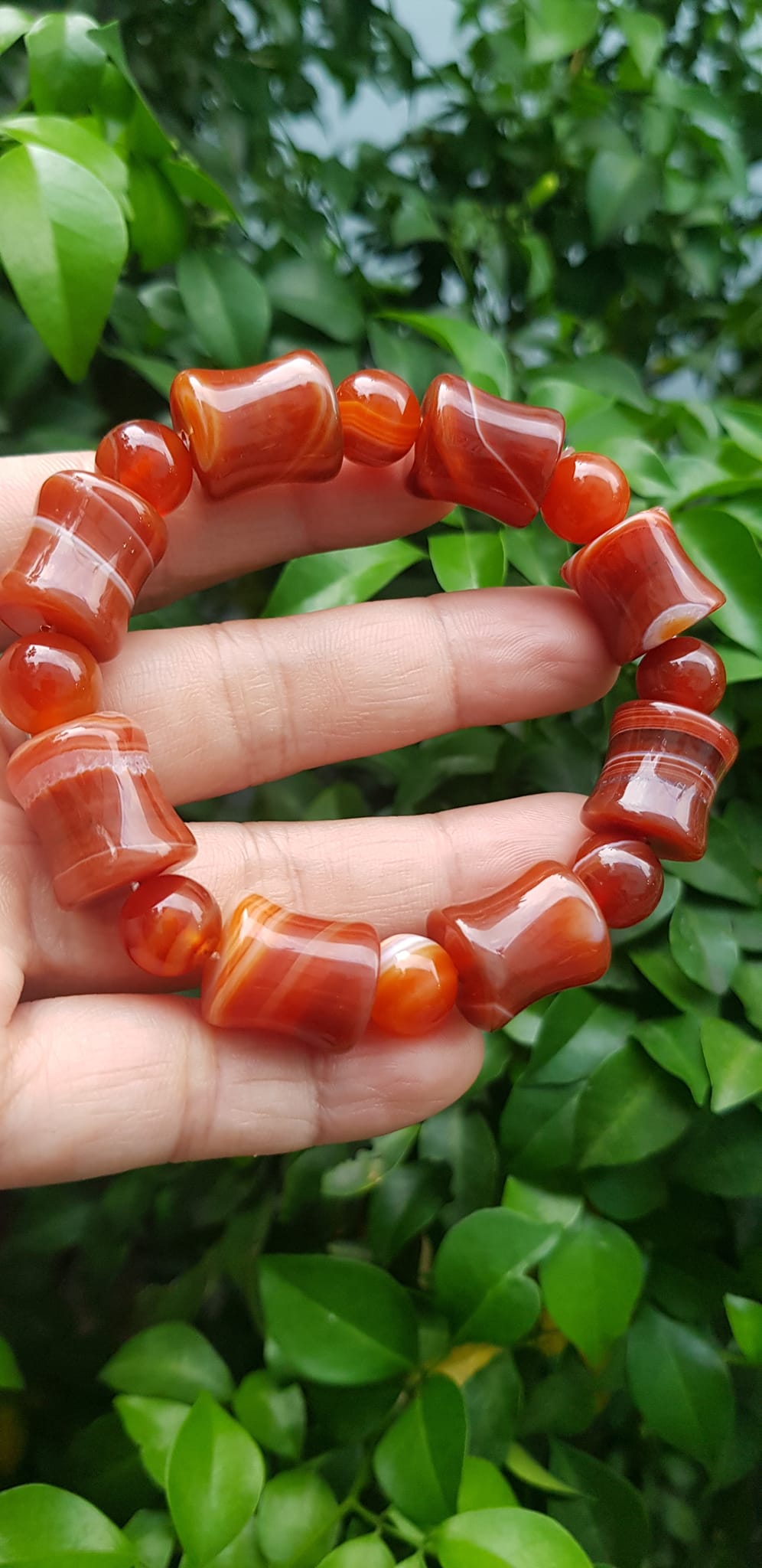 Vòng tay đá mã não đỏ kiểu Vòng hạt thống 14mm hạt tròn nhỏ Nam Nữ mệnh hoả mệnh thổ đeo ạ