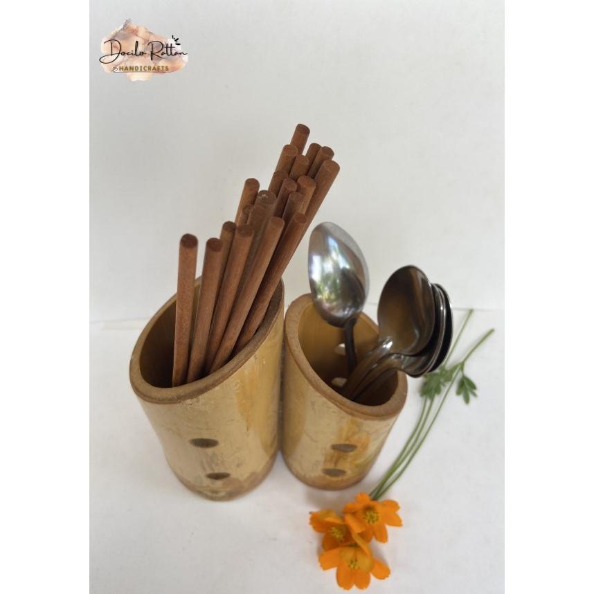 Ống đựng đũa/ muỗng/ tăm bằng tre- Ống tre trang trí bàn ăn