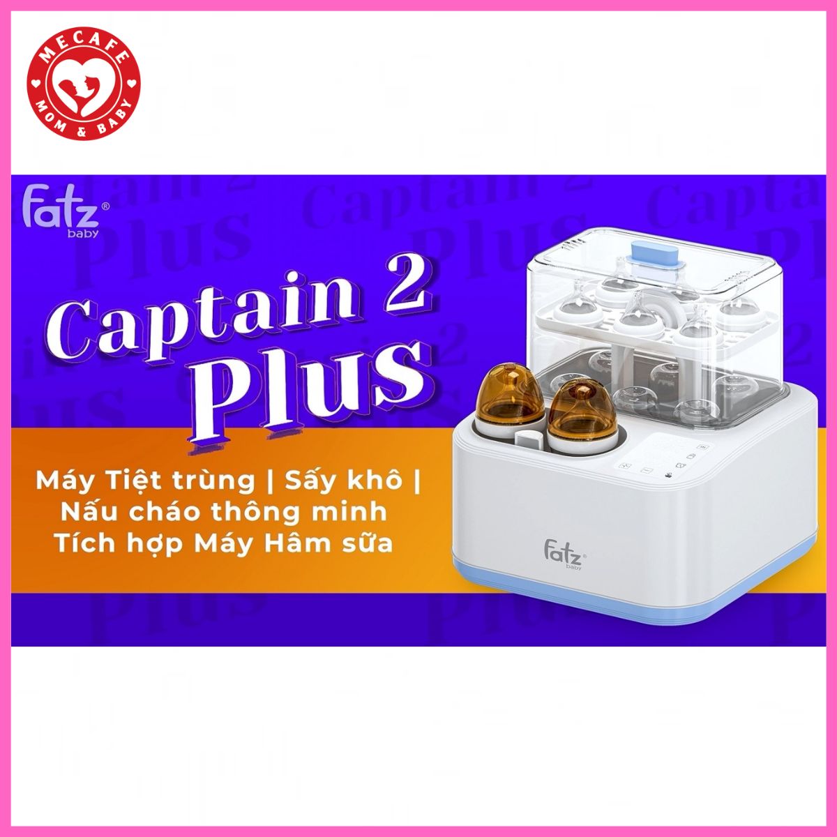 Máy tiệt trùng hâm sữa/sấy khô/nấu cháo/làm sữa chua Fatzbaby CAPTAIN 2 PLUS (9 trong 1)