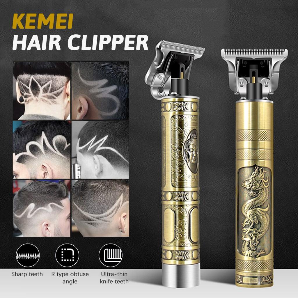 Tông đơ cắt tóc, chấn viền Kemei 1974A cao cấp, vỏ đồng thau có thể sạc lại tiện dụng