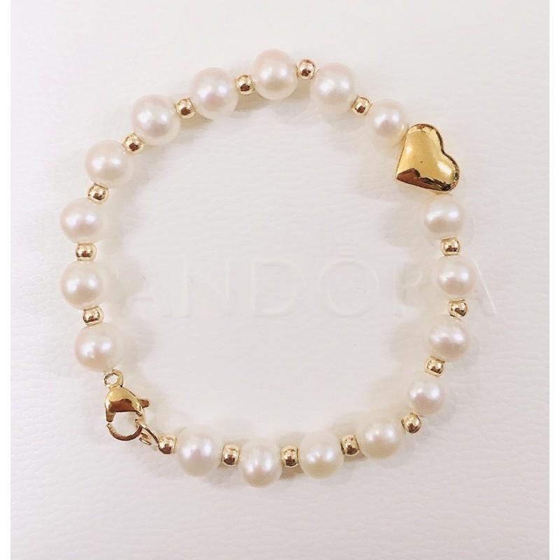 Vòng Tay Hạt Ngọc Trai Thật Nước Ngọt 6-7ly Mix Charm Trái Tim - Trường Thịnh Ngọc Trai