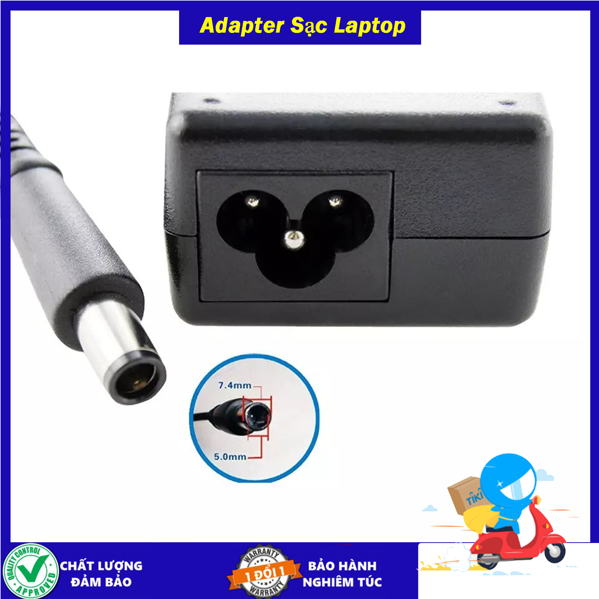 Sạc cho Laptop HP 18.5V 3.5a - công suất 45w/65w - Chân kim to 7.4mm x 5.0mm - Tặng kèm dây nguồn - Hàng Nhập Khẩu - Sản phẩm mới 100% New Seal