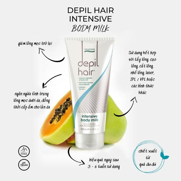 Sữa dưỡng thể giúp giảm mọc lông, nuôi dưỡng làn da mượt mịn, tươi sáng - Natural Look Depil Hair Range Intensive Body Milk