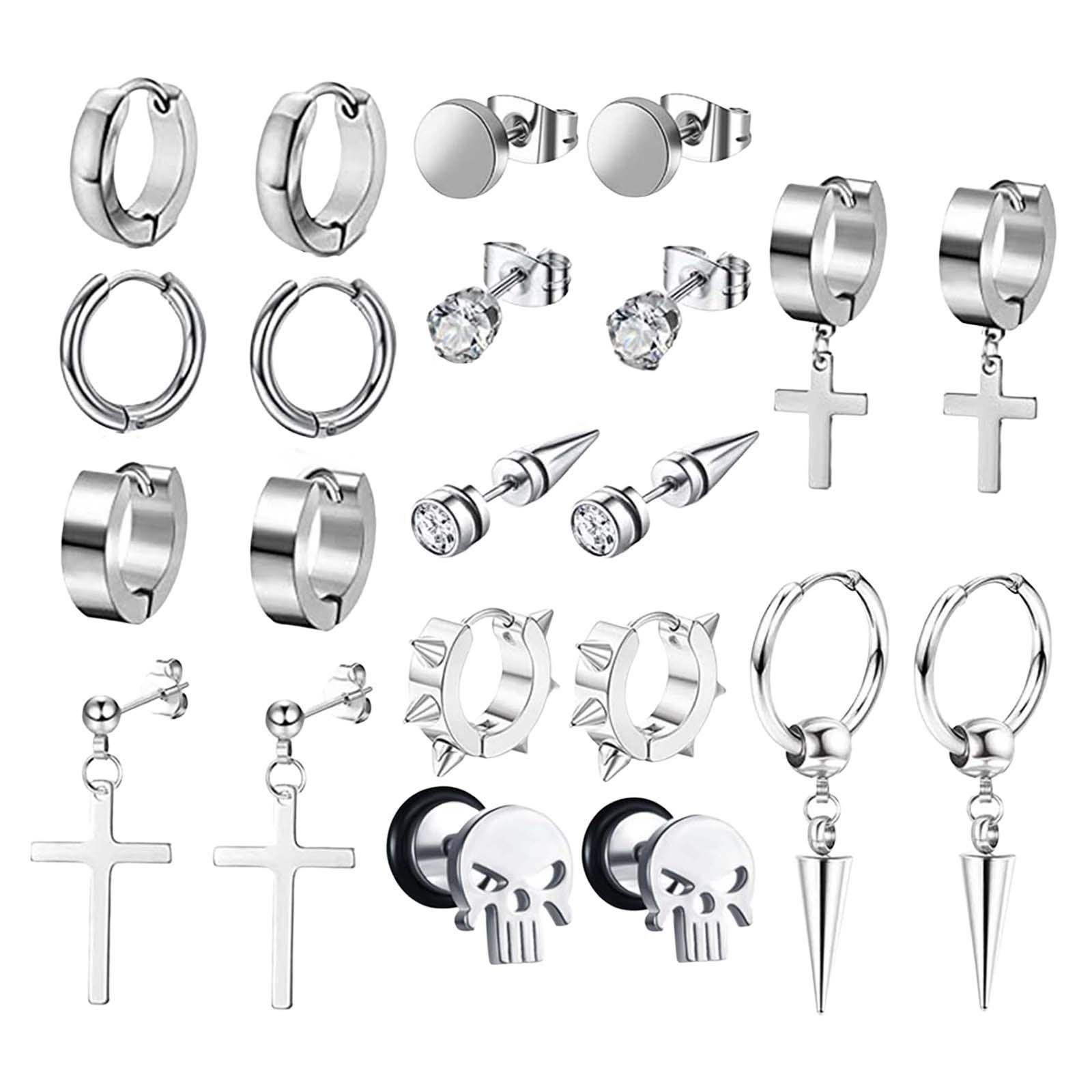 Cross Dangle Earrings Long Chain Stud Dangle Earrings Set for Men Women Prom