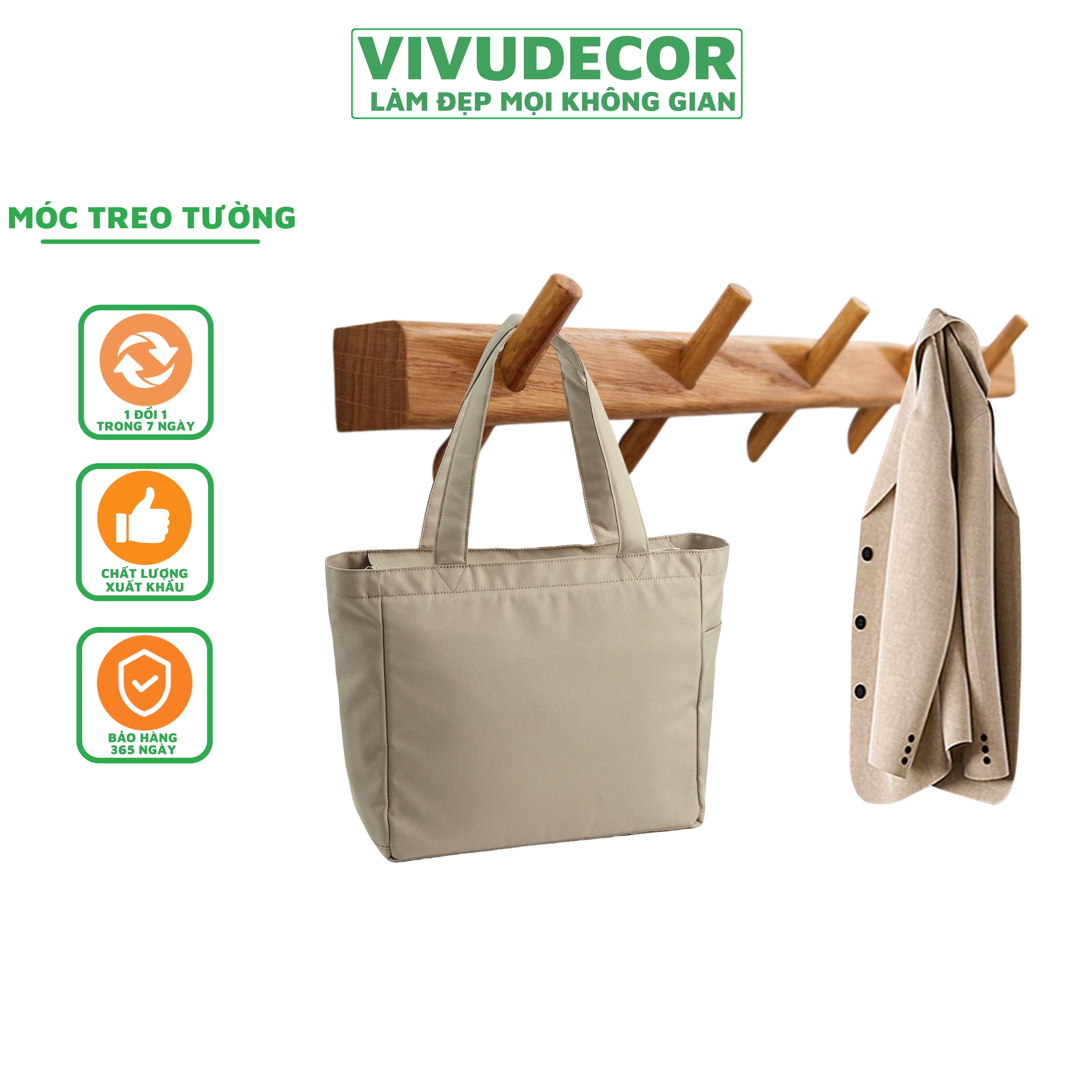 Móc treo quần áo VIVUDECOR MQ08 100% gỗ tự nhiên