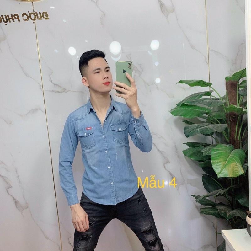 Áo sơ mi bò nam xanh/ áo jeans nam xanh 2021