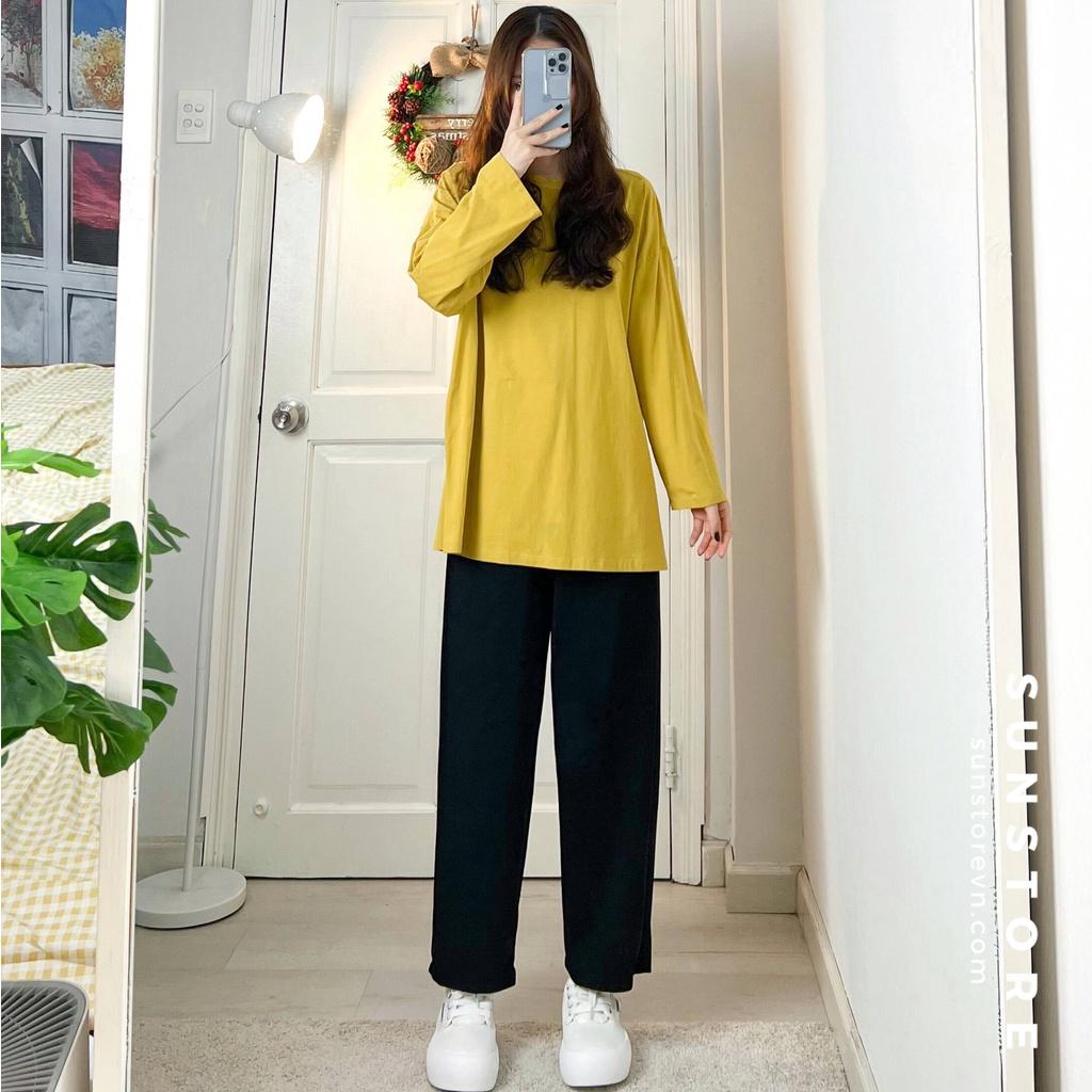 Quần culottes nữ dáng lửng ống baggy cạp cao lưng cao màu đen - Đen, Đen