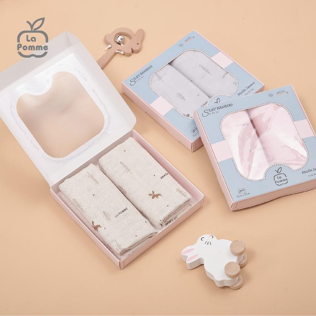 K002 Set 2 khăn sữa sợi tre lụa La Pomme - 75x75cm Hươu