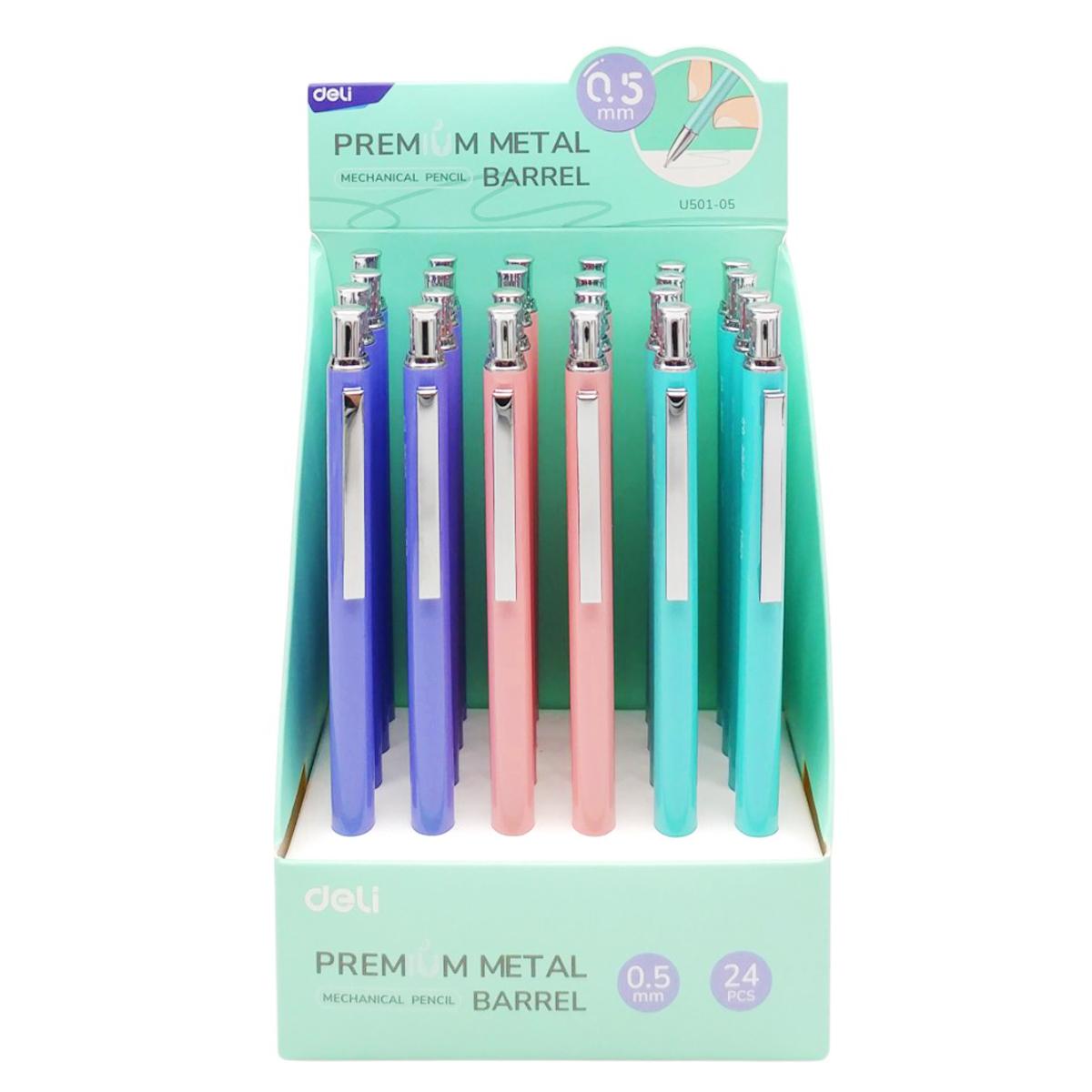 Bút Chì Bấm Kim Loại 0.5 mm - Deli EU501-05 (Màu Thân Bút Giao Ngẫu Nhiên)