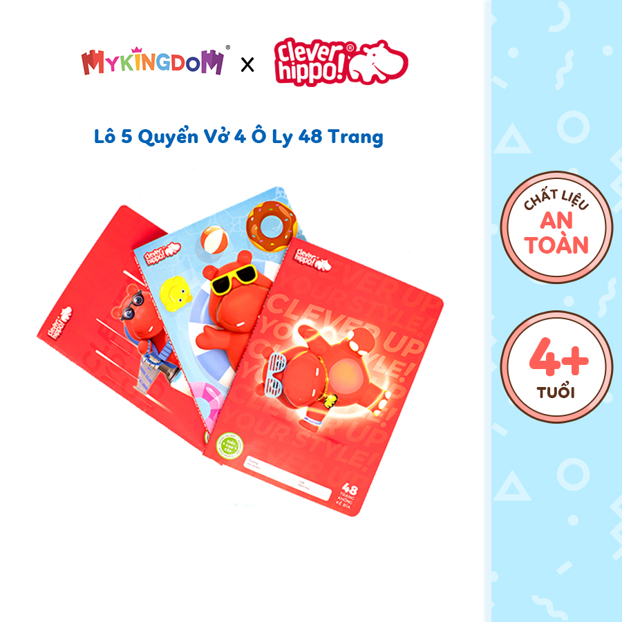 Lô 5 Quyển Vở 4 Ô Ly 48 Trang Clever Hippo CLEVER HIPPO V014805