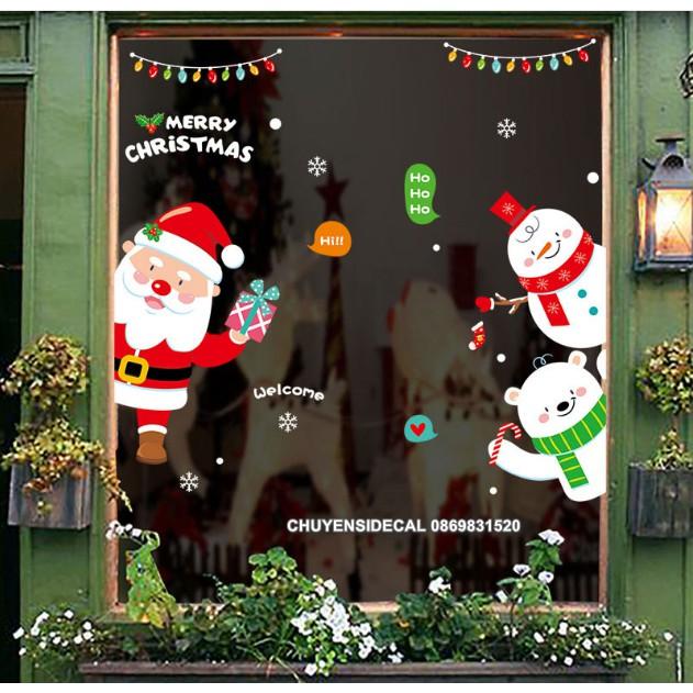 Decal trang trí tường Noel - Noel Trằng hoạt hình chào lễ vui nhộn