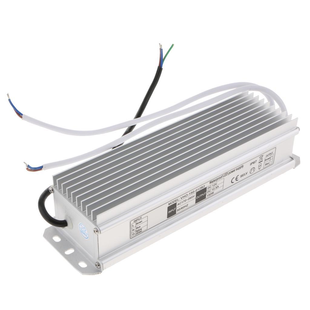 LED Power Supply 150W DC 12V,AC 85-265V/175-265V Driver Transformer Waterproof IP67 Suitable for LED Strip Light