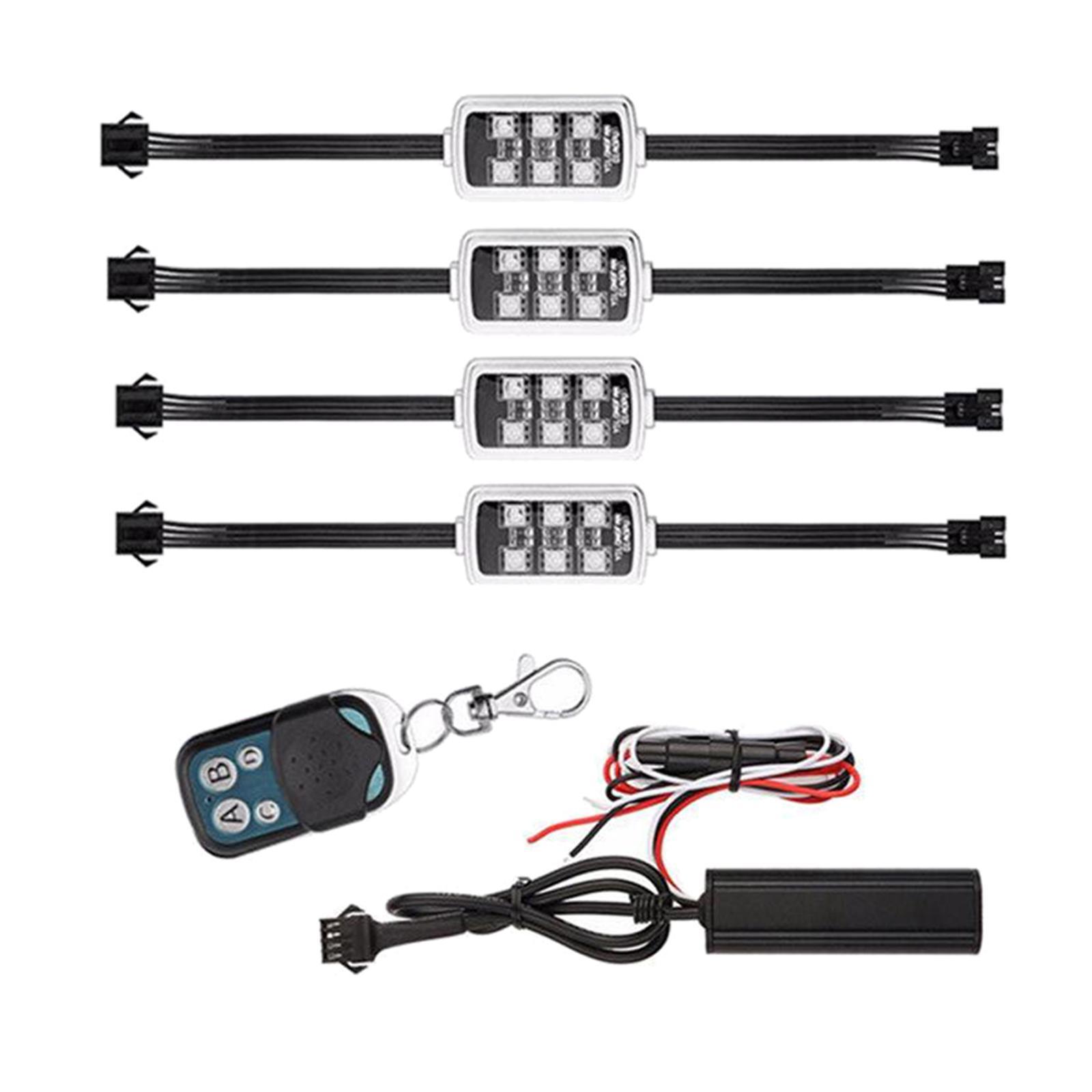 Remote RGB LED Car Interior Brake Lights Strip Lamp Bulb  4x