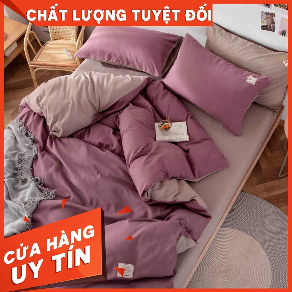 Bộ Chăn Ga Cotton TiCi Màu Hồng Đậm Phối Be Mới Nhất 2020
