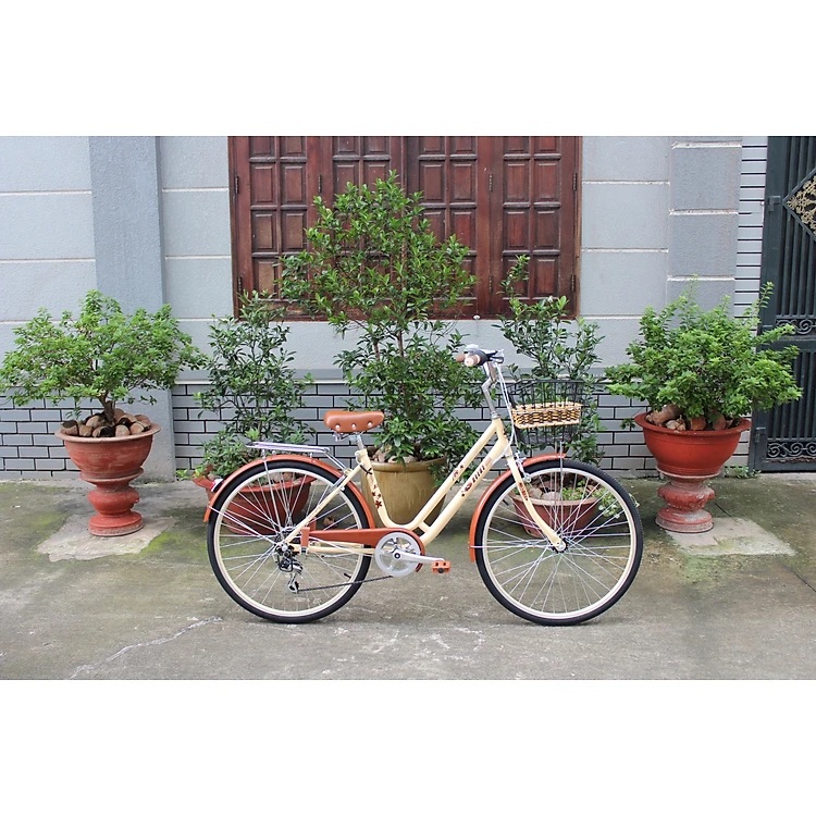 Xe Đạp Đường Phố SMNBike Trendy - 6 tốc độ - Bánh 26 inch (Cao từ 1m55) - Màu kem