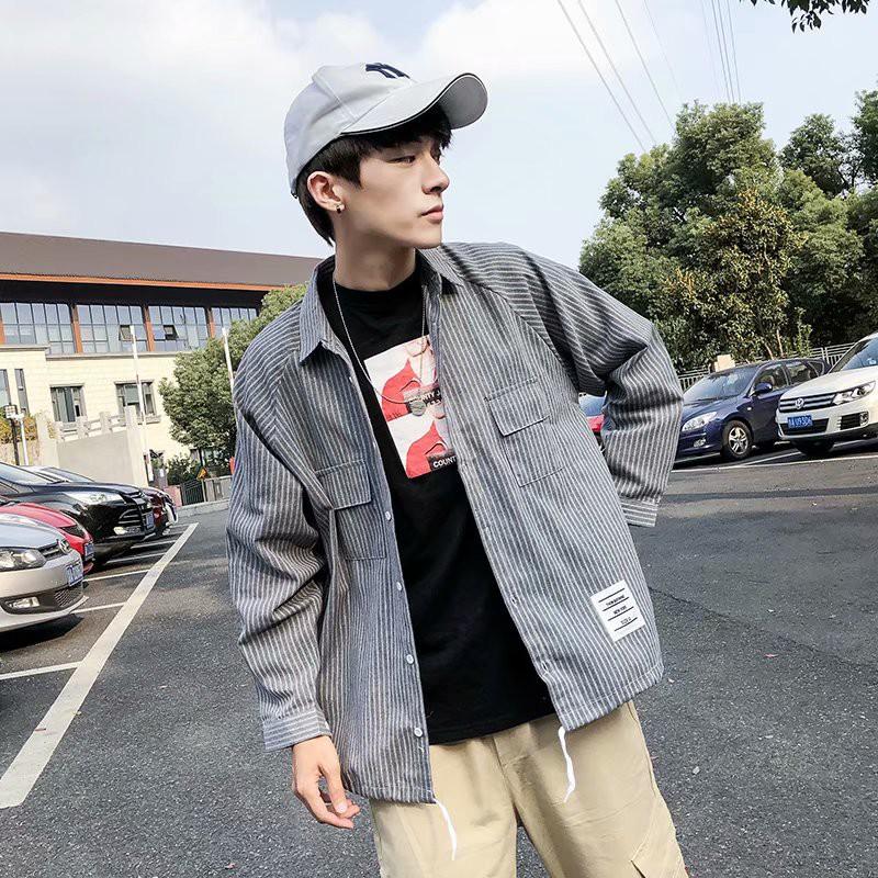 Áo sơ mi tay dài họa tiết sọc thời trang phong cách cho nam