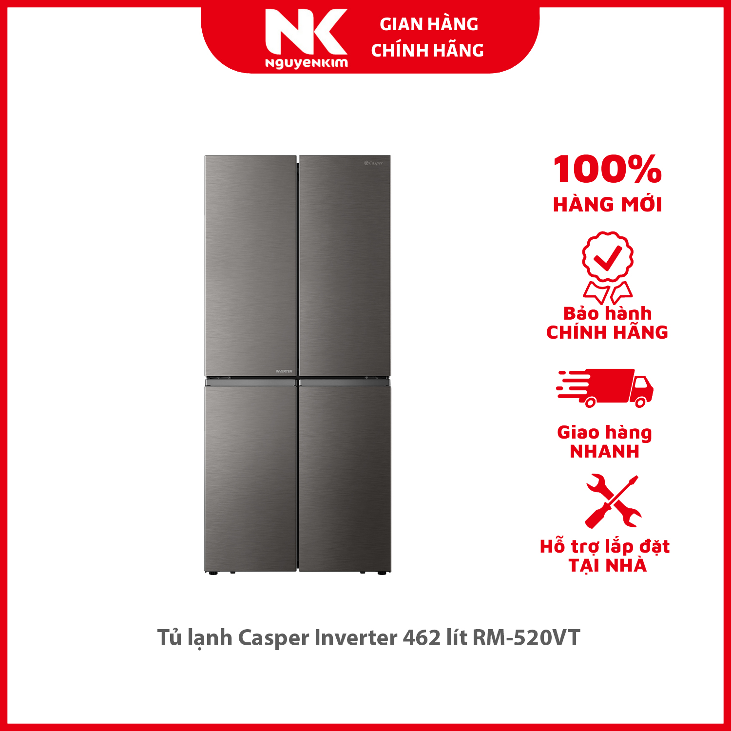 Tủ lạnh Casper Inverter 462 lít RM-520VT - Hàng chính hãng [Giao hàng toàn quốc]