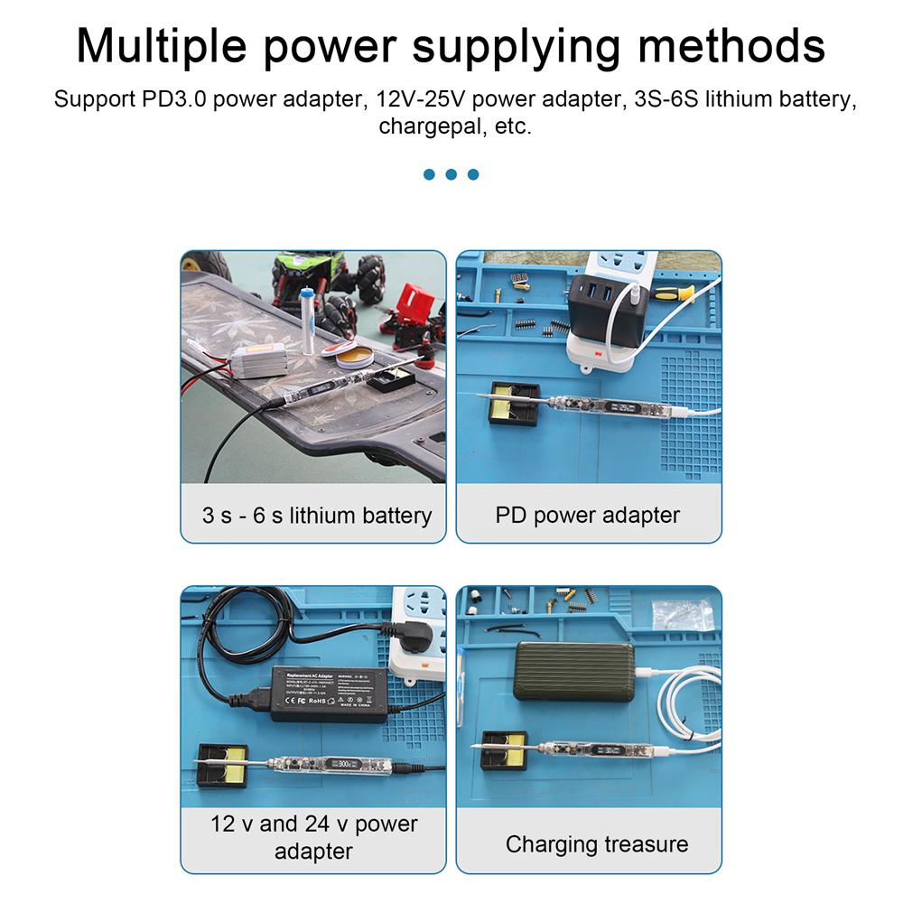 Intelligent Electric Soldering Iron Portable Soldering Pen 0.91inch OLED Display PC Housing High Precise Temperature Control with 0-450℃ Temperature Adjustment Function