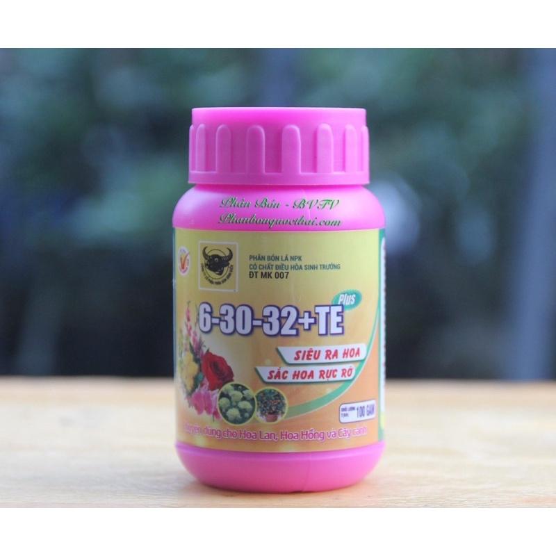 Phân Bón Lá Đầu Trâu NPK 6-30-32+TE Siêu Ra Hoa, Sắc Hoa Rực Rỡ hủ 100gram - KNS3760