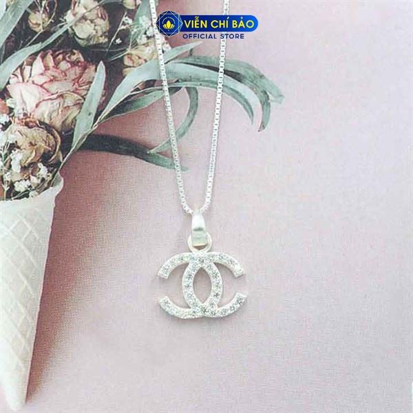 Dây chuyền bạc nữ trơn mặt Channel, vòng cổ nữ bạc S925 thời trang phụ kiện trang sức nữ Viễn Chí Bảo M400087 D400144x