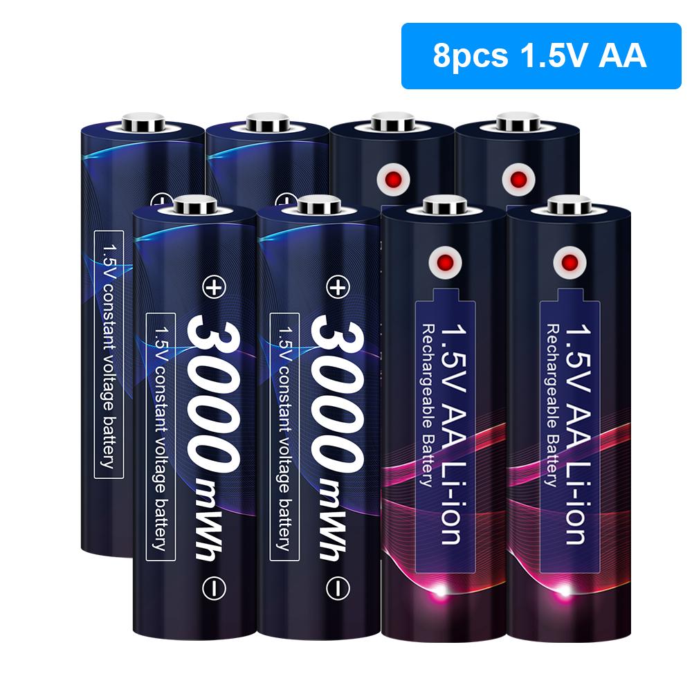 4-8 cái AA 1.5V Pin sạc Li-ion 1.5v AA Pin sạc AA 1.5V cho đèn pin Đèn pha Pin 1.5V AA Màu sắc: 12pin-sạc