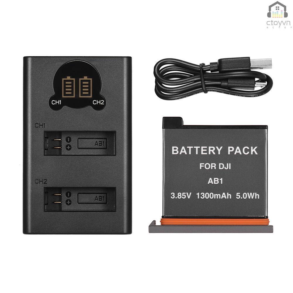 Bộ sạc pin Li-ion hai cổng USB màn hình LCD 1300mAh cho máy ảnh hành động DJI OSMO