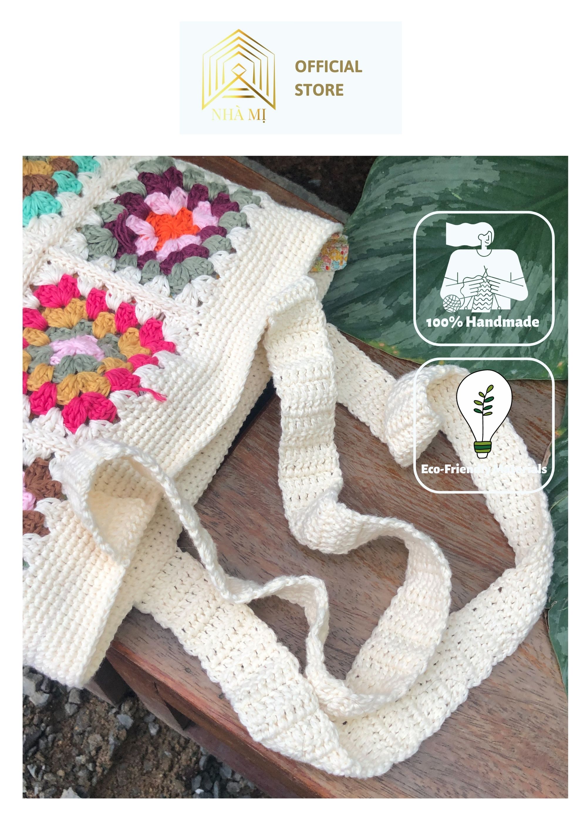 NHÀ MỊ - Túi Xách handmade Len Đan Móc Thủ Công - Floral Handmade Bag