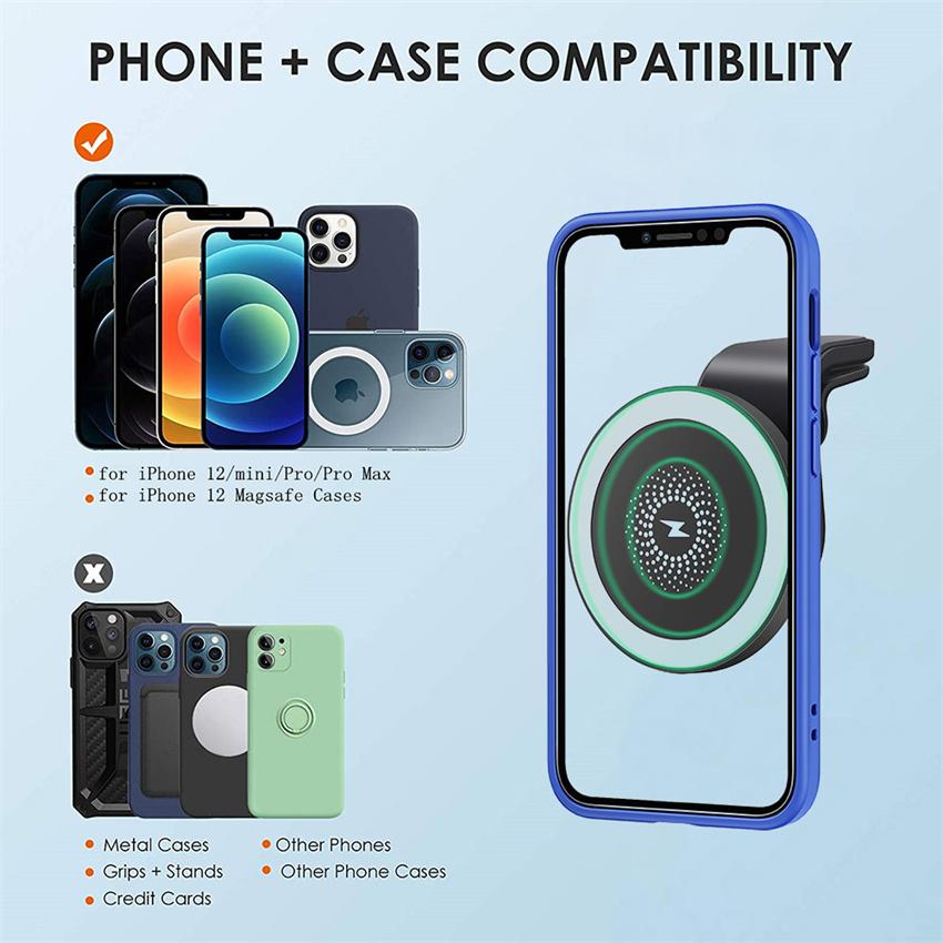 Bộ sạc không dây xe từ tính 30W cho iPhone 13 12 pro max mini mini nhanh không dây sạc không khí thông hơi điện thoại