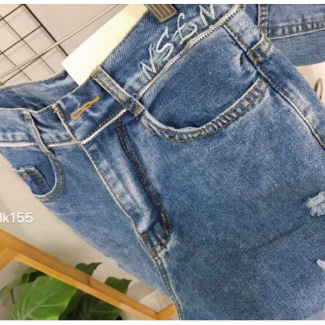 Quần baggy viền dây kéo, thêu chữ, hình thật treo sào