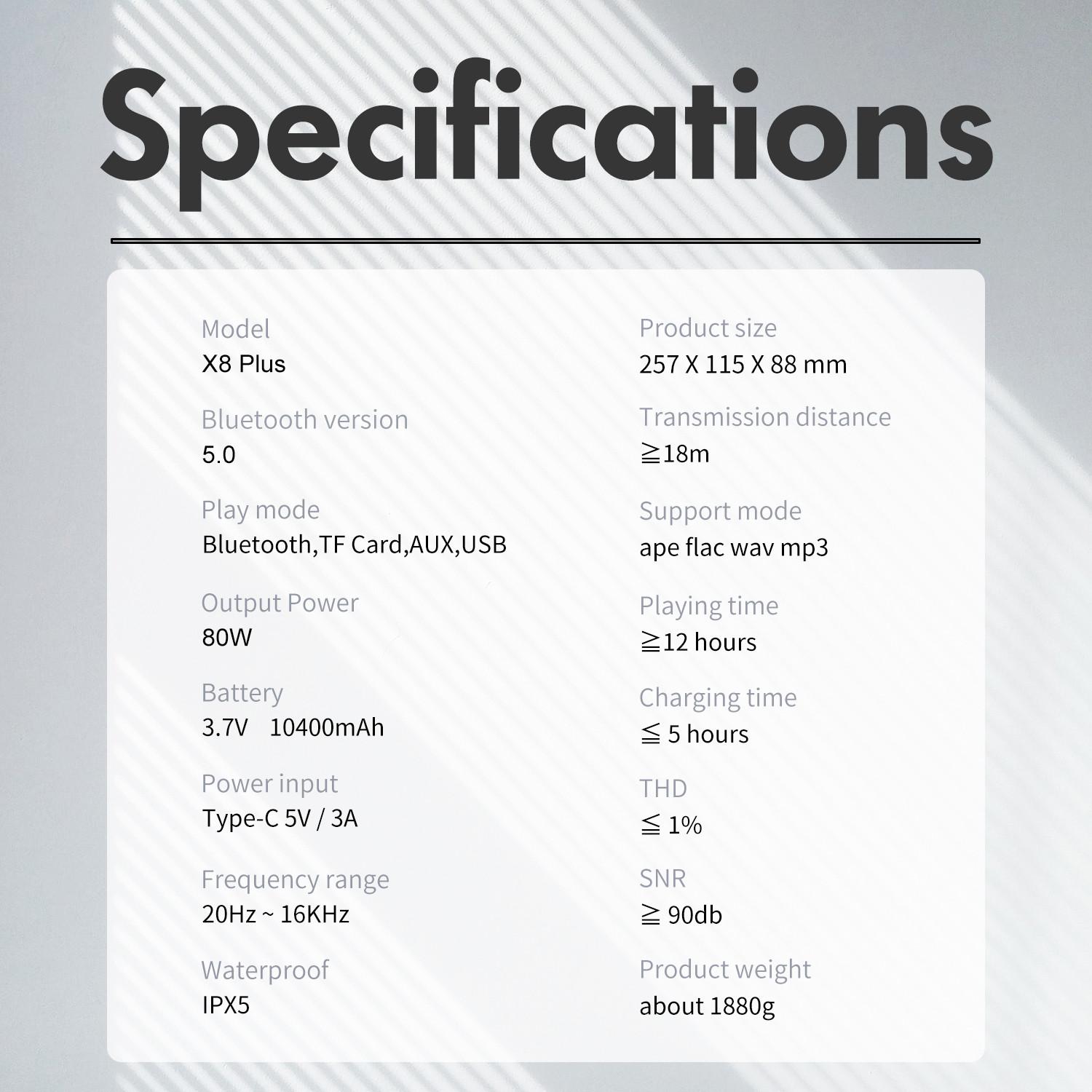 Loa Bluetooth không dây di động Xdobo X8 max 100w siêu dày Loa siêu trầm TWS và dung lượng pin 20000mah Caixa De Som Màu sắc: X8 MAX 100W