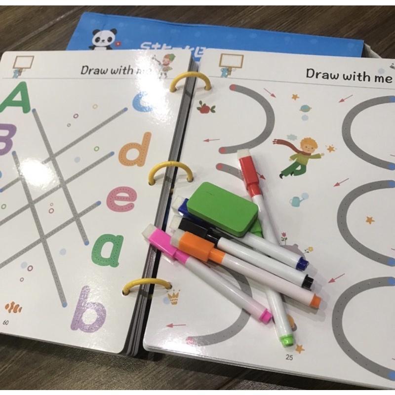 Tập tô vẽ thông minh, sách viết xóa được 64 trang - Đồ chơi Giáo dục toàn diện Montessori cho bé từ 2-3-4-5 tuổi