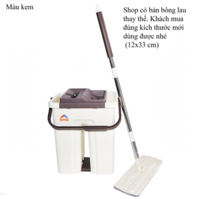 TẶNG 6 miếng dẻ thay thế)Chổi Lau Nhà Tự Vắt Thông Minh Kèm Theo Thùng