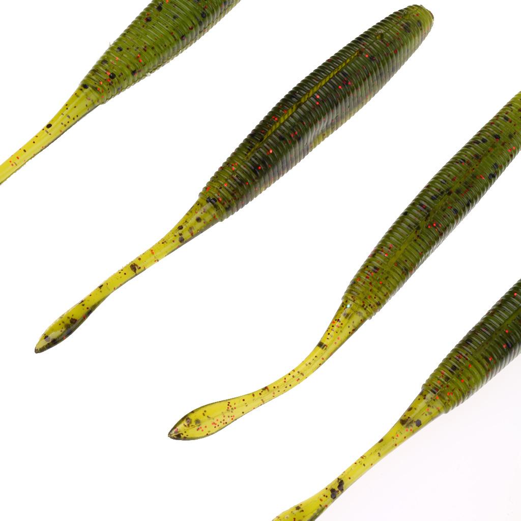 Lot 8 Piece 90mm PVC Soft Worm Bass Lures Bait Swimbait Fishing Tackle Lure Saltwater Freshwater 4.5g