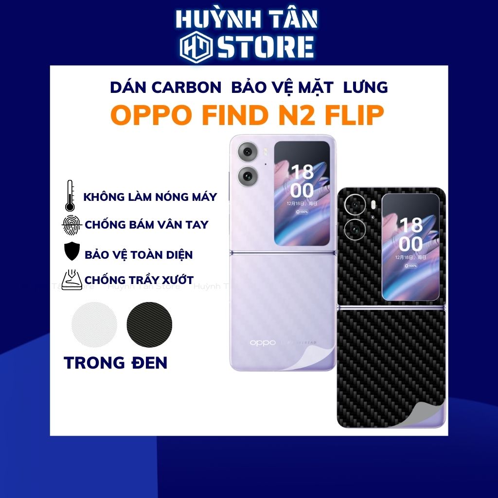 miếng dán find n2 flip carbon trong và đen chống trầy xướt chống bám vân tay phụ kiện điện thoại huỳnh tân store