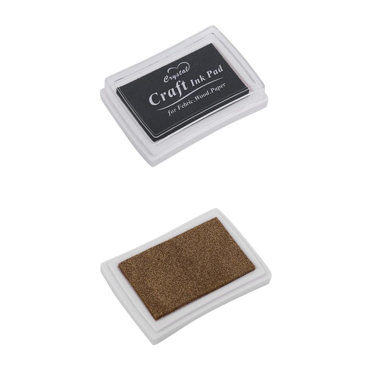 2 Pieces Ink Stamps Pad for Rubber Stamps Or Crafts Embossing Black Gold