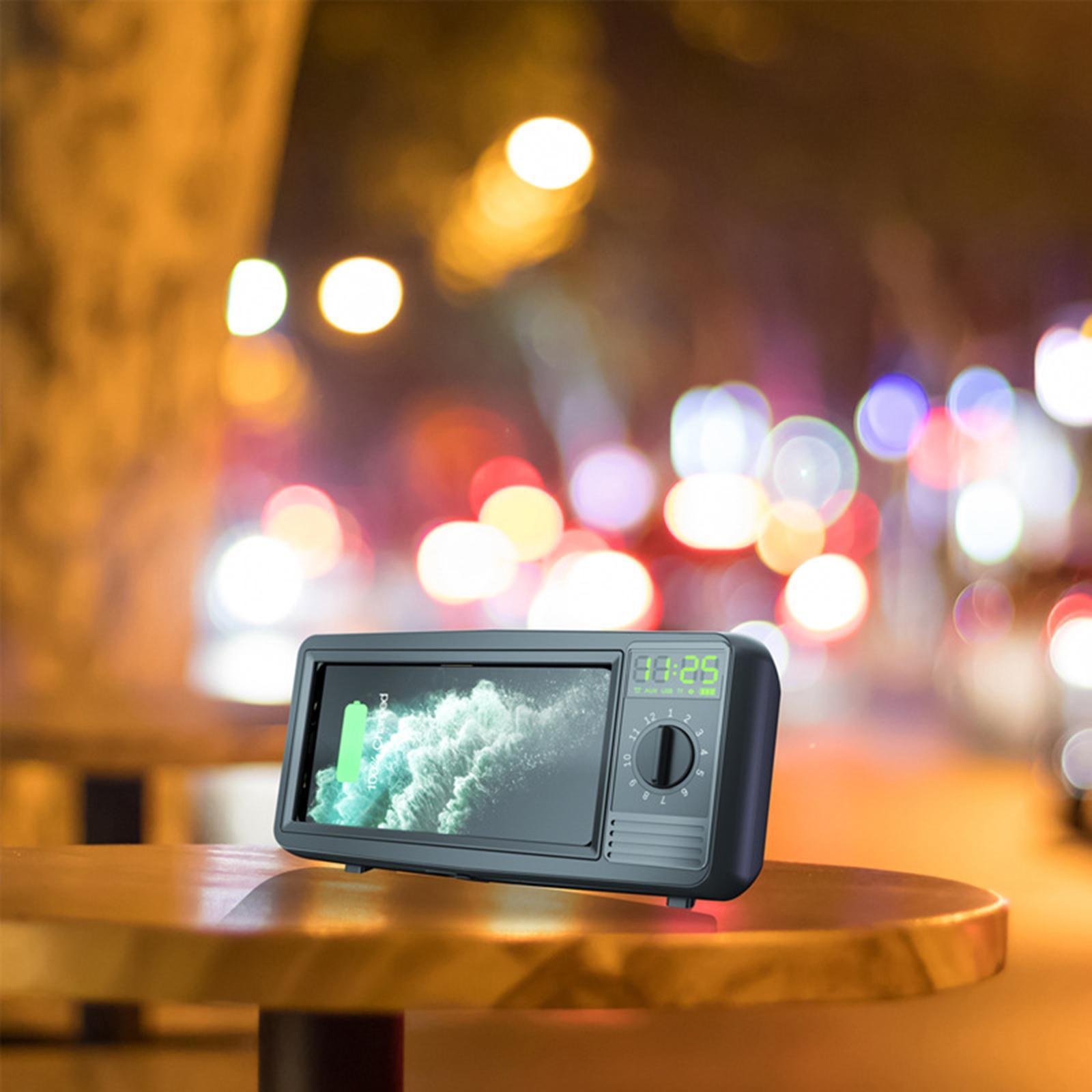 Bedroom Alarm Clock Bluetooth Speaker Cell Phones Wireless Charging Charger