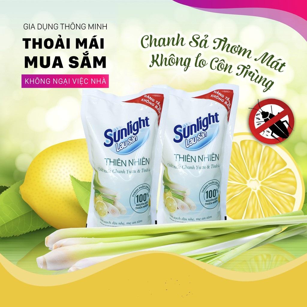 Combo 3 Nước lau sàn Sunlight Thiên nhiên chiết xuất Chanh Zuzu &amp; Sả chai 900gx3