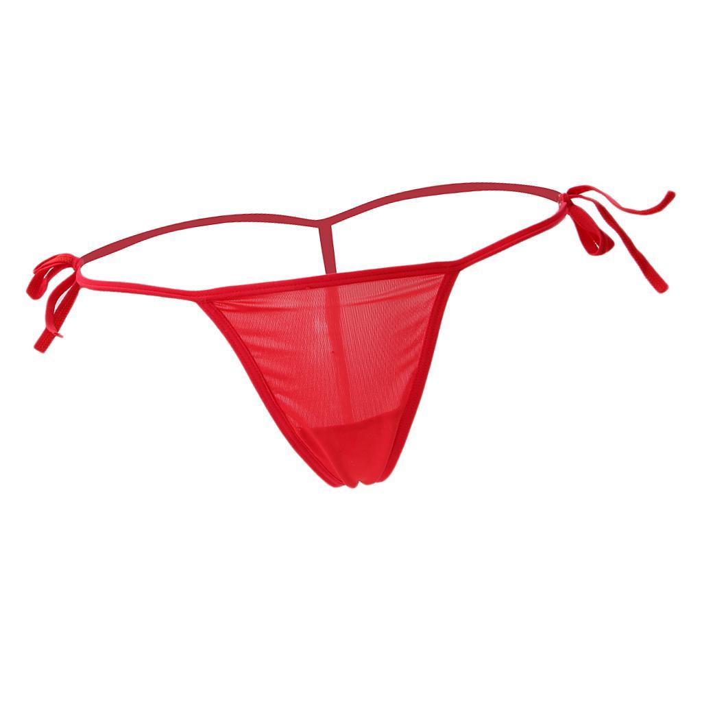 2-7pack Women's Bandage Sheer Solid G-string Briefs Panties T-back Underwear Red