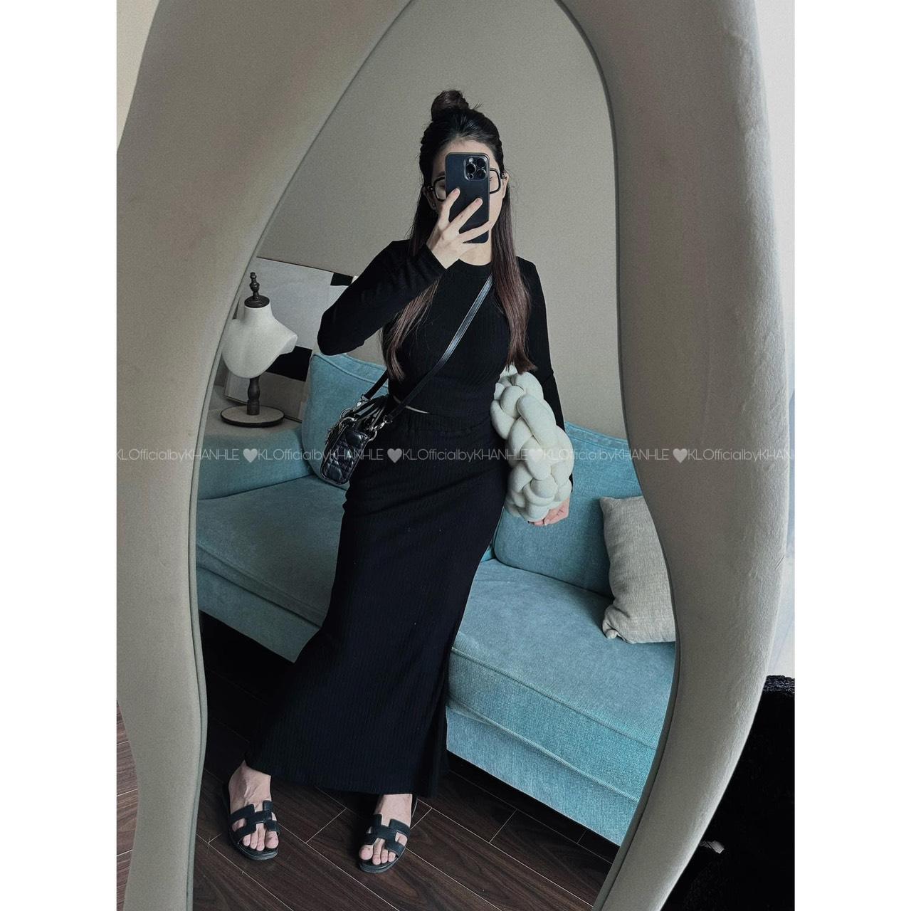 SET ĐI CHƠI, SET 2 MÓN ÁO TĂM CỔ TRÒN TAY DÀI PHỐI CHÂN VÁY DÀI CỰC HOT