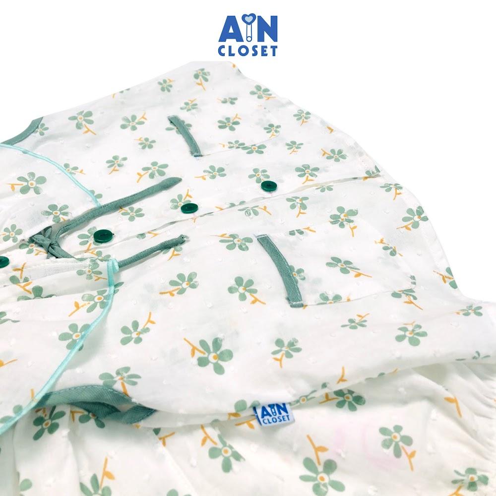 Bộ quần áo ngắn bé gái họa tiết Cúc nhí xanh nền trắng cotton - AICDBGHY7LZL - AIN Closet