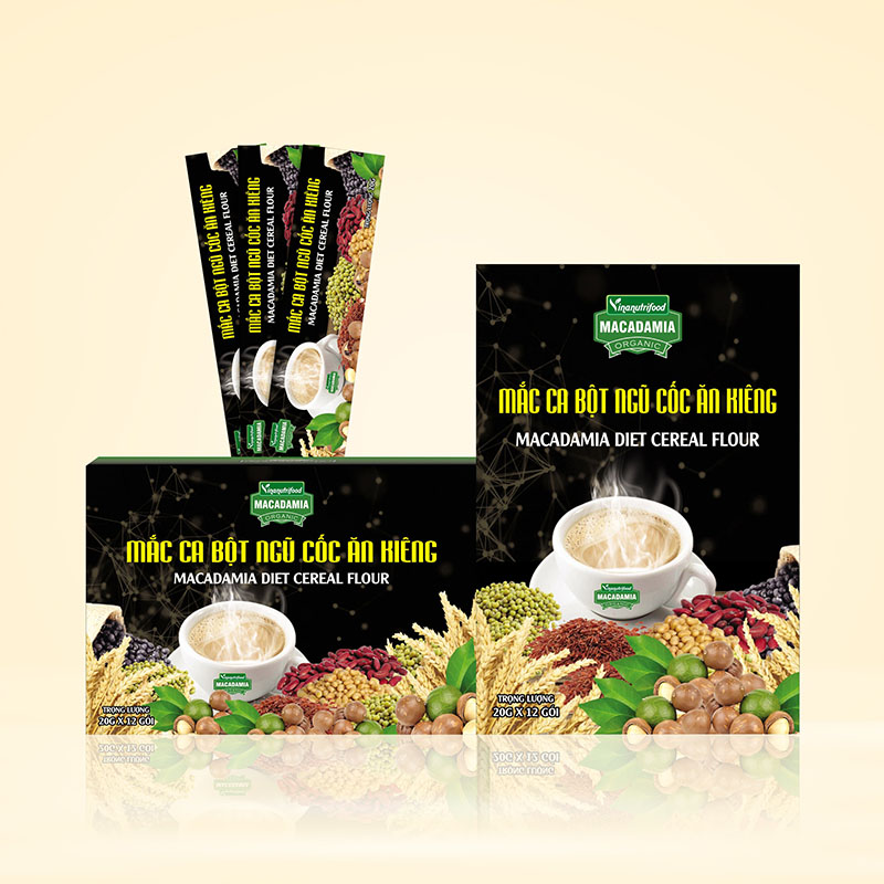 Mắc ca bột ngũ cốc ăn kiêng Vinanutrifood thay thế bữa phụ bổ sung dinh dưỡng cho người có nhu cầu muốn giảm cân