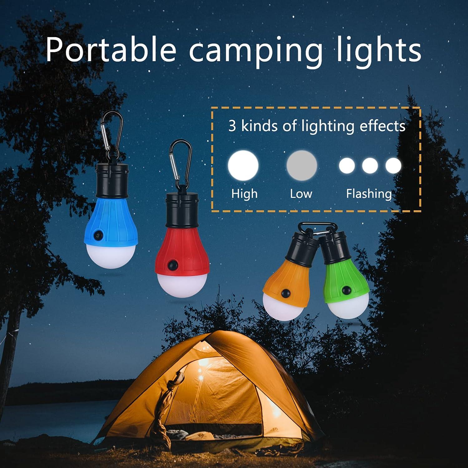 Đèn g cắm trại, Đèn cắm trại LED 4X Đèn cắm trại, Đèn ngủ khẩn cấp chống nước Đèn pin di động cho cắm trại, đi bộ đường dài, câu cá, săn bắn